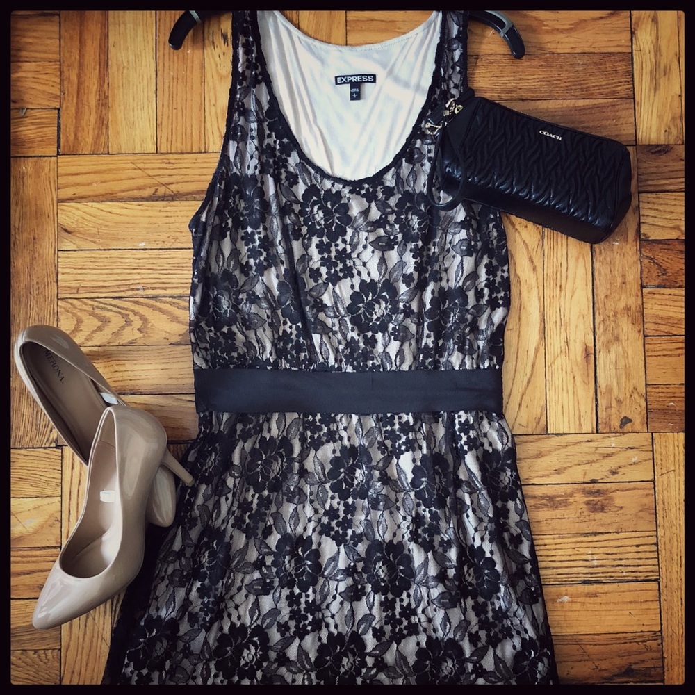 Express black & nude lace tank dress